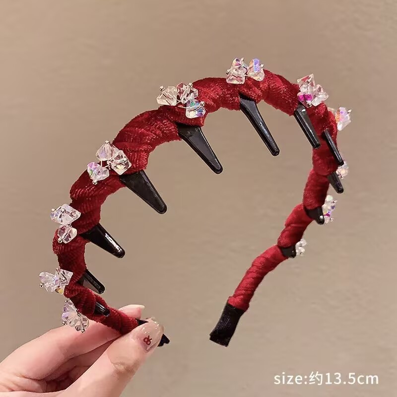新しい絶妙なベルベットの歯付き波状ヘッドバンド、頑丈で多用途、高頭蓋、軽い高級ヘアバンド、ヘアピン、ヘッドバンド|undefined