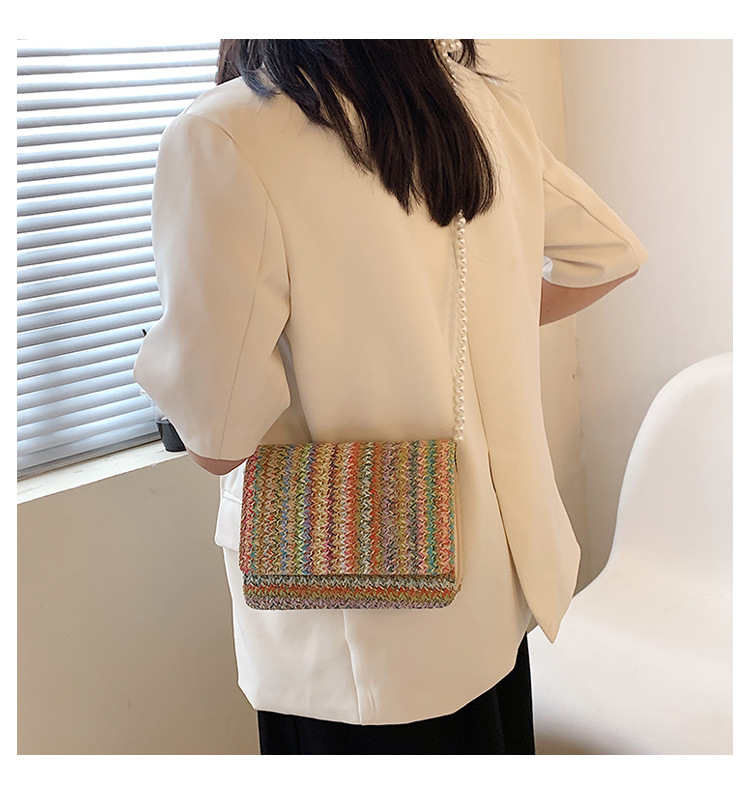 Korean fashion colorful contrast rhombus shoulder handbagpicture13