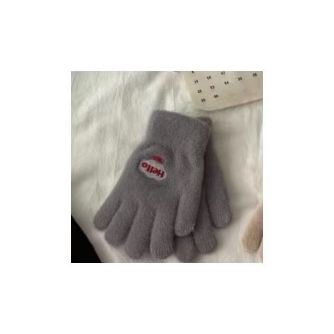 Guantes de peluche de otoño y invierno damas guantes de punto de peluche caliente antifría engrosado guantes lindos de dibujos animados al por mayor