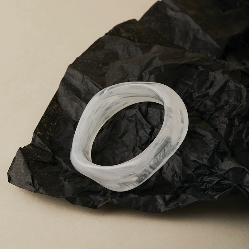 Acrylic Bracelet, Retro Geometric Big Bangle, European Style, marbled pattern (random)
