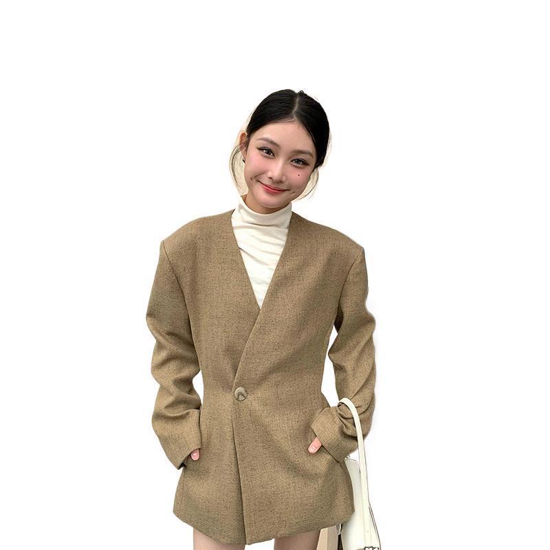 2025新款秋装小香风外套女气质感韩系慵懒风穿搭超好看一粒扣西装|undefined