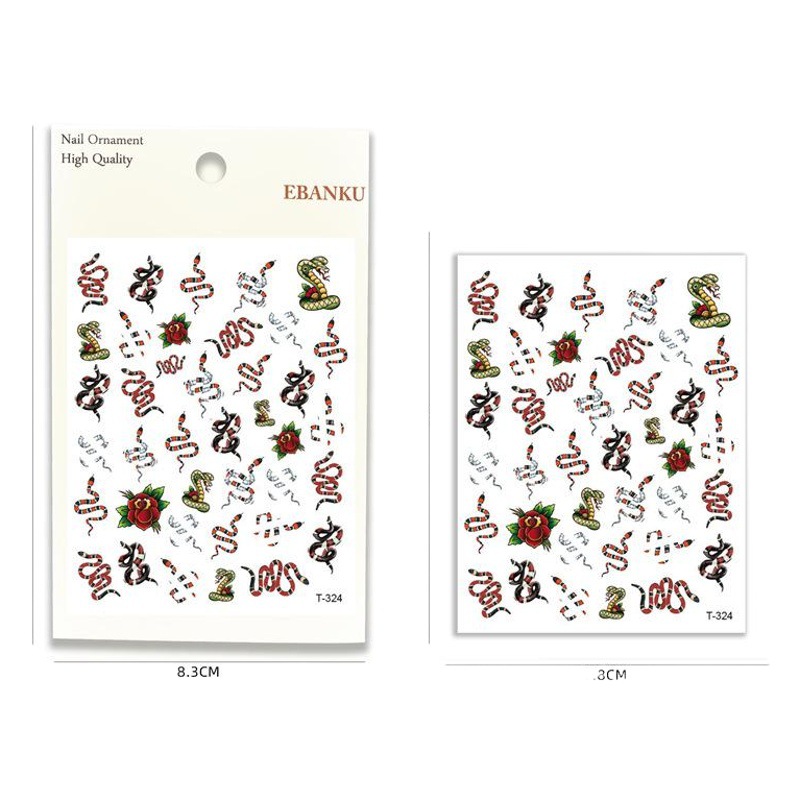 Transfronteriza popular serpiente elemento uñas pegatinas japonés oscuro Python uñas pegatinas Correa impermeable adhesivo pegatinas joyería