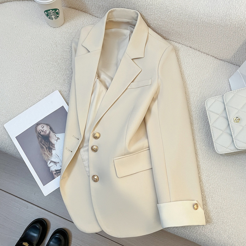 Cream-Colored Blazer for Women 2026 Spring and Autumn New Korean Style Design Niche Fashion Elegant Commuter Suit