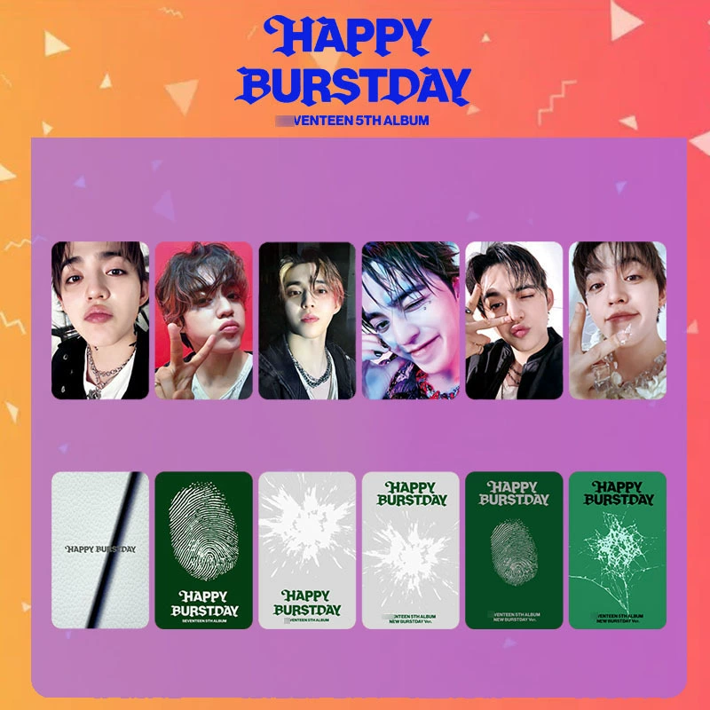 Набор фотокарточек SEVENTEEN HAPPY BURSTDAY, 54×85 мм, 6 шт., двусторонняя ламинация, бумага 300 г