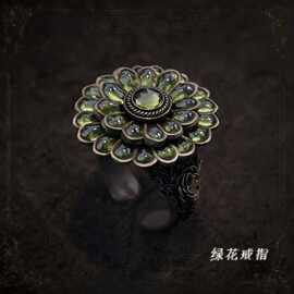 黑暗之魂3老头环魂系列游戏周边绿花戒指独特设计ins时尚百搭
