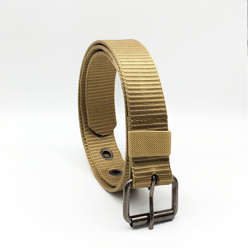 Cinturón de lona con hebilla de pin para hombre, venta al por mayor de fábrica, en stock, cinturón deportivo informal transpirable de lona, venta al por mayor de correas