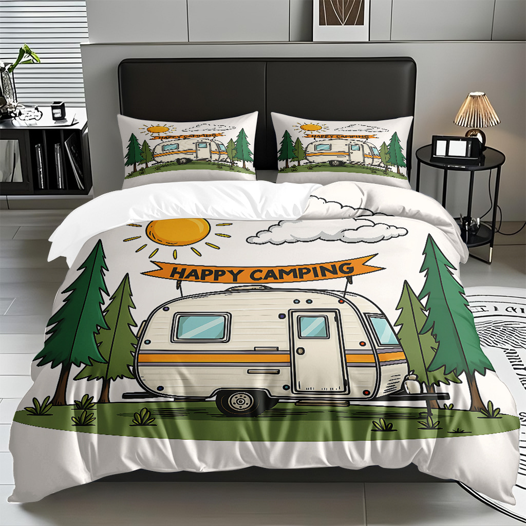 Ventas transfronterizas textiles caseros de ocio viento camping impresión digital abrasión quilt kit fuente de fábrica TEMU / JIT