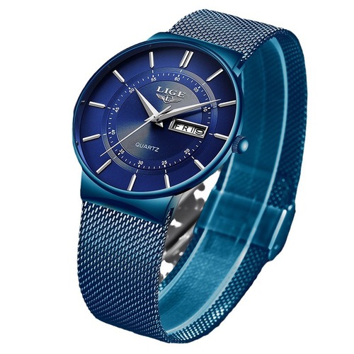 LIGE mesh strap new men's watch