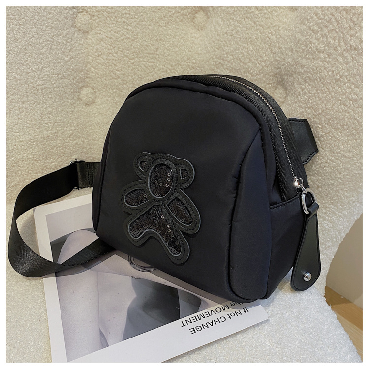 commuter leisure bear sequined Oxford cloth bag crossbody bag chest bag shell bag_voghion.com