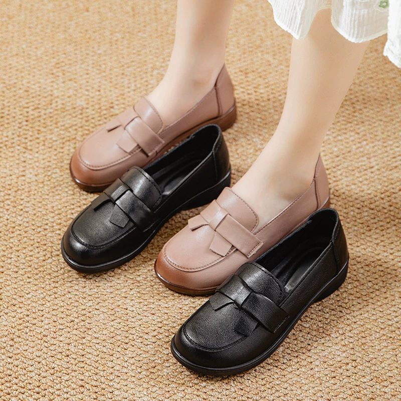 Супер мягкая кожаная говяжья сухожилия мама обувь одиночная обувь легкая и нескользкая для пожилых людей