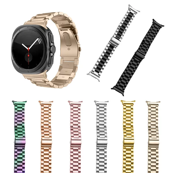Suitable for Samsung Galaxy Watch9/8 Classic Watch Strap Three-Bead Solid Ultra7 Stainless Steel Watch Strap