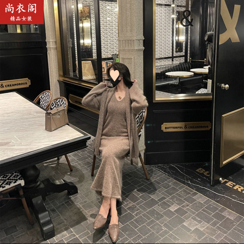 搭配一整套装女2025秋冬新款外套针织连衣裙宽松慵懒风长款两件套|undefined