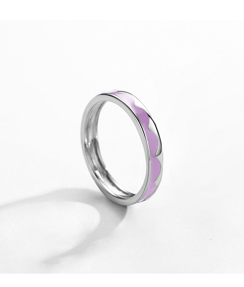 Simple Style Color Block Sterling Silver Epoxy Rings 1 Piece