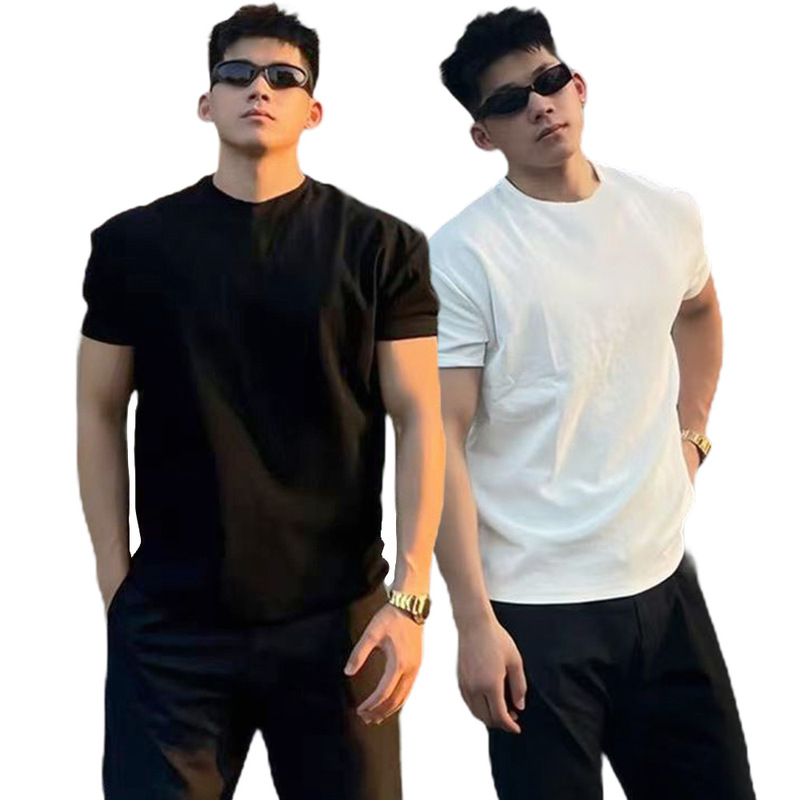 Popular European Size Plus-Size British Style Casual Short-Sleeve Men's T-Shirt, Slim Fit, Shows Muscles, Suitable for Wearing under a Suit