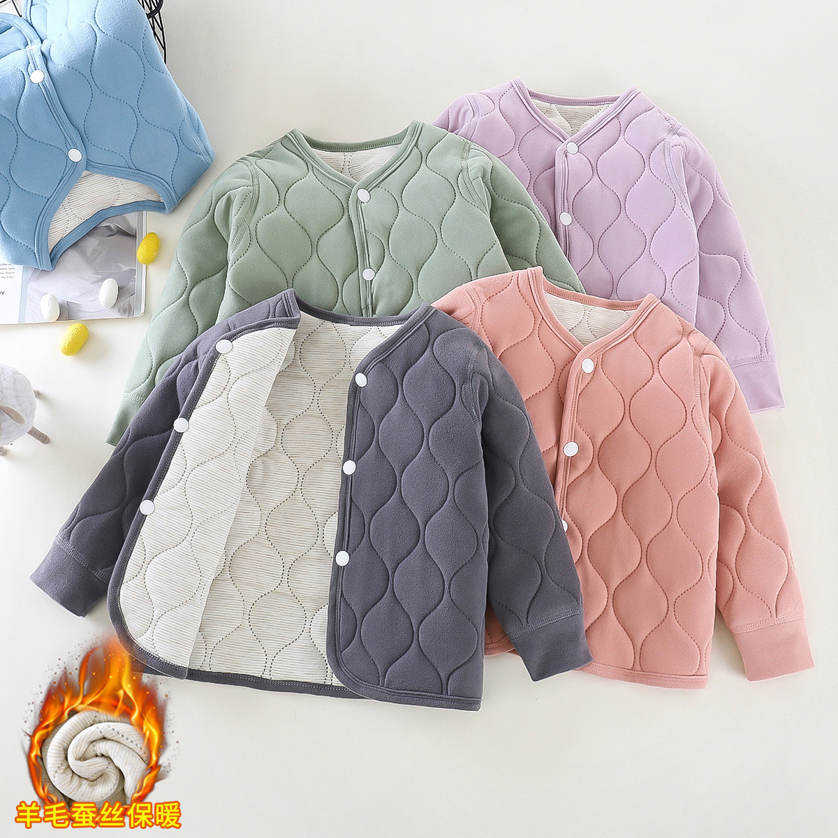 Children's Warm School Uniform Artifact Three-Layer Quilted Student Liner Boys Autumn and Winter New Girls Thickeneded Jacket Cotton Coat