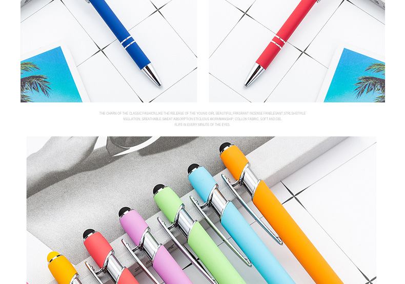 Metal Pressing Pen Aluminum Rod Pen Meiji Pen Capacitor Touch Ball Pen Handwriting Touchscreen Stylus Printing Logo Gift Pen display picture 1