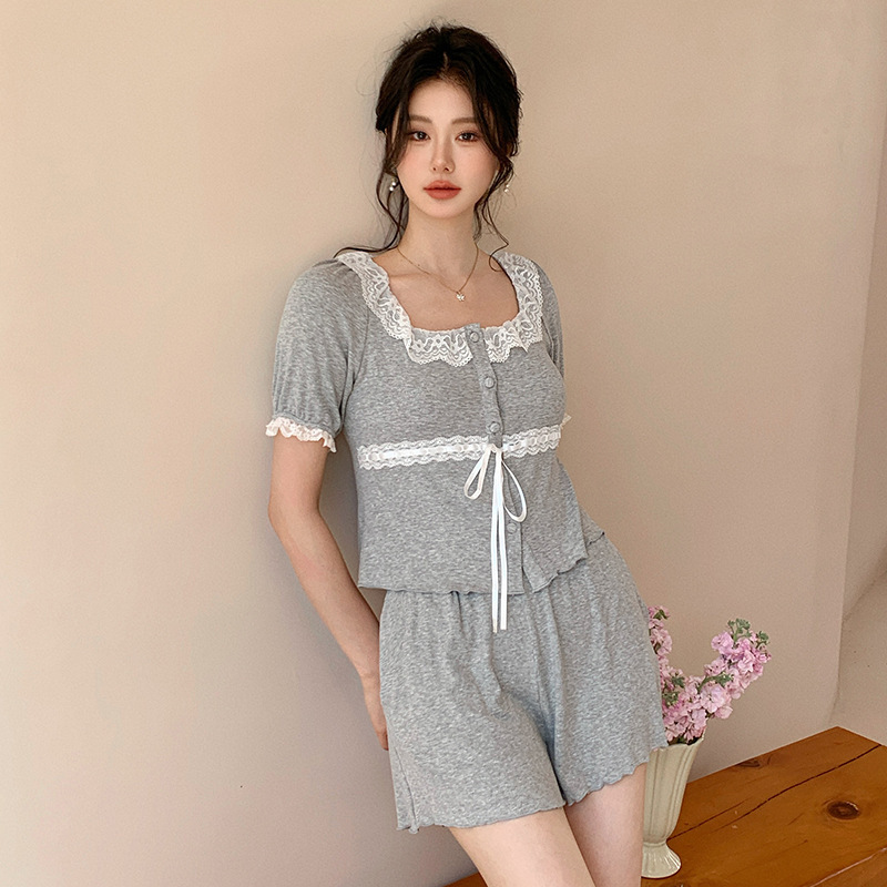 Pajamas for Women 2025 Summer New Design Cotton High-End Short-Sleeved Shorts Slimming Look and Sweet Home Clothes