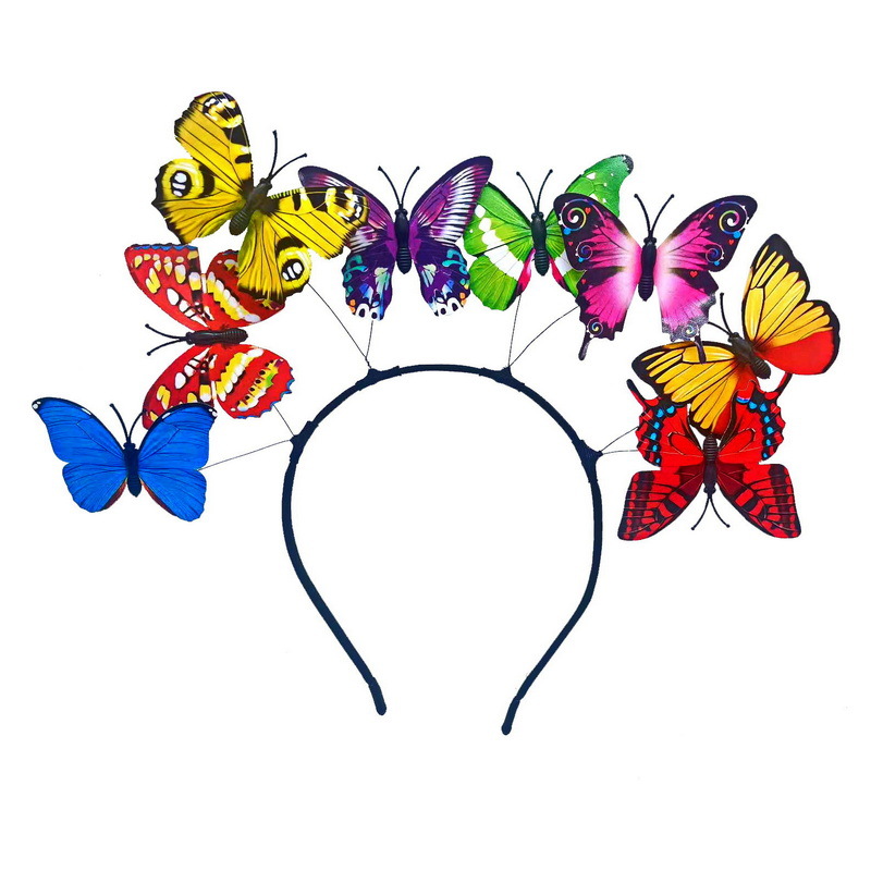 Nueva primavera y verano mariposa estereoscópica cabello bandas de cabeza viajar accesorios de fotografía bandas de cabeza espectáculo fiesta mariposa joyas bandas de cabeza