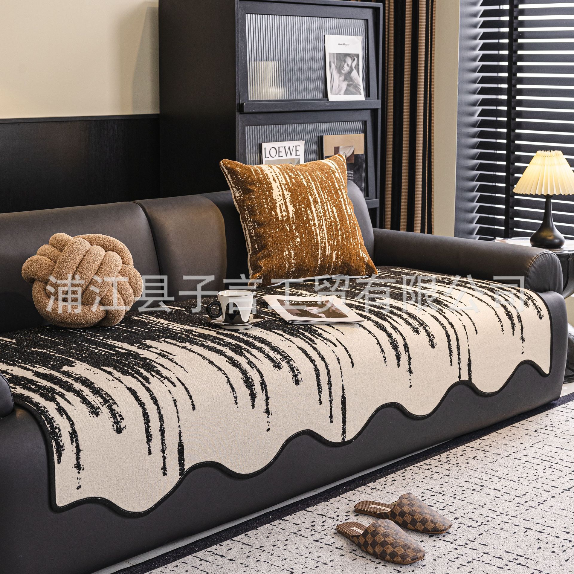 Chenille Bright Silk Asymmetrical Four-Season Universal Sofa Cushion Accessible Luxury Simple Pure Color Cushion Meteor Line Cushion Cloth