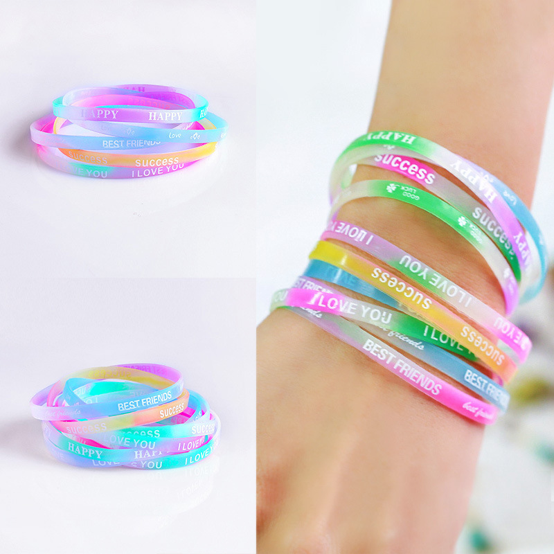 Silicone Bracelet Candy-Colored Letter Sports Bracelet Fashionable Printed Rubber Wristband Wholesale in Stock Brk38 Silicone Bracelet Candy-Colored Letter Sports Bracelet Fashionable Printed Rubber Wristband Wholesale in Stock Brk38