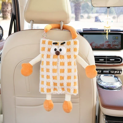 Car Seat Back Tissue, Car tissue box/set - ly-orange-plaid