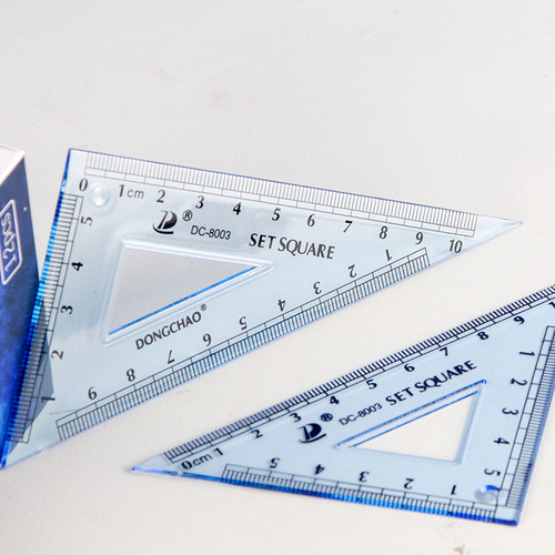 Dongchao student drawing stationery drawing ruler student set of rulers transparent measuring triangle regular triangle ruler two packs