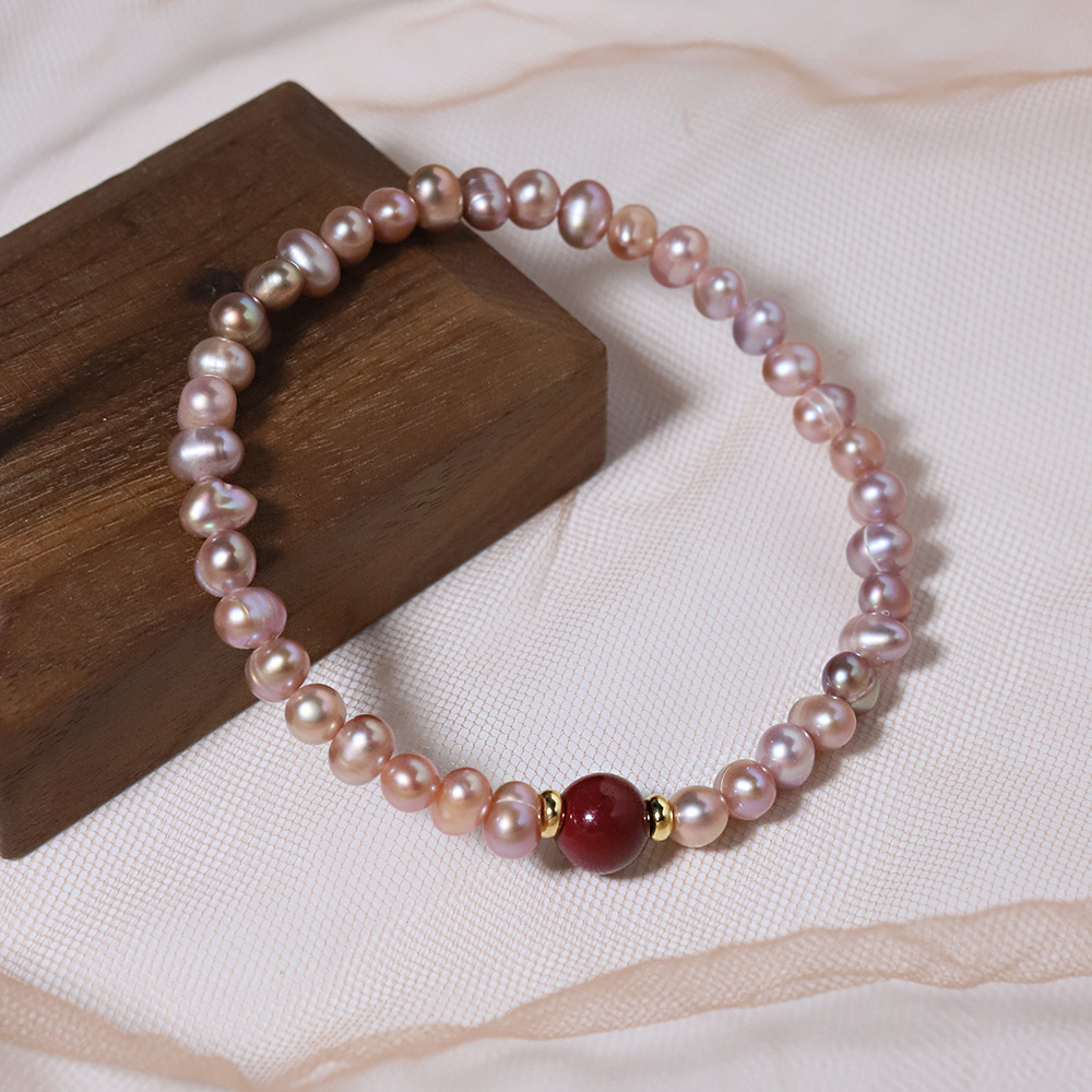 Palacio chino estilo rosa perla pulsera ágata roja del sur mujer lujo ligero de alto nivel con cuentas de transferencia joyas