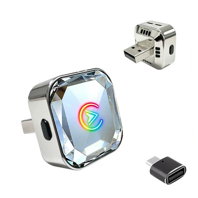 Button Carplay Box Android Auto Wired to Wireless Adapter Android Auto Car Wired to Wireless Converter (Other Car Video) - k15-crystal-smart-button-adapter-overseas-version