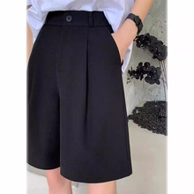 夏季百搭西装短裤男宽松直筒高级感休闲五分中裤女生韩版潮流裤子