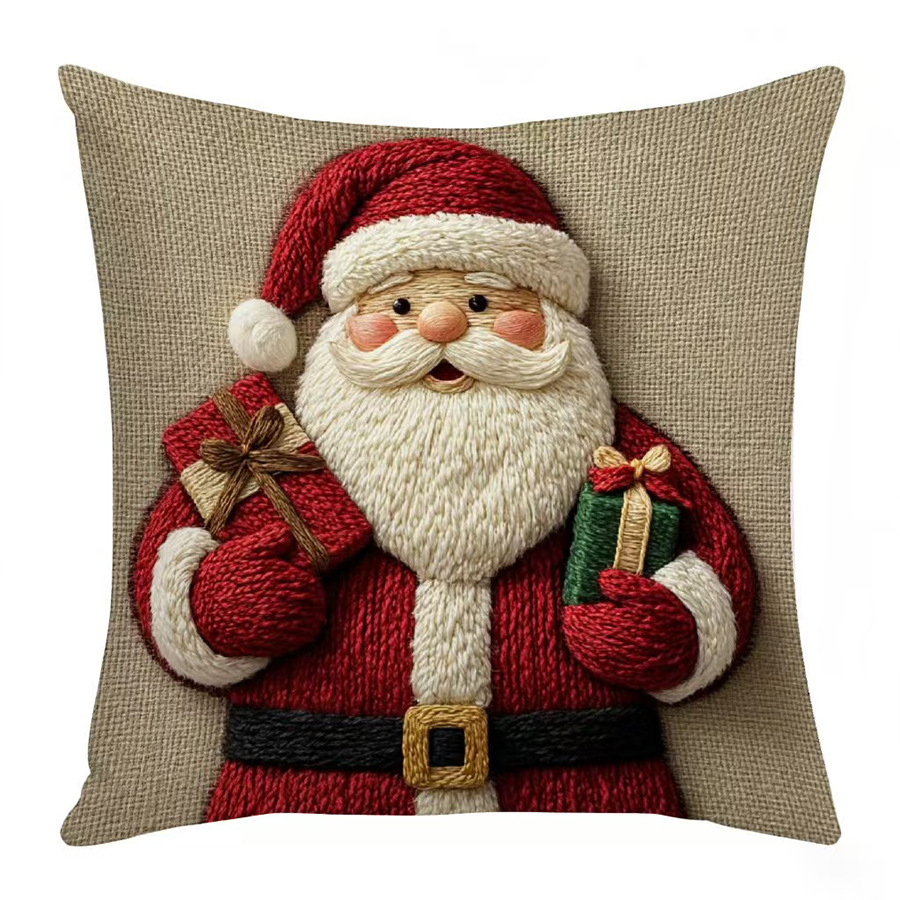 Navidad serie de almohada de lino impresa decoración de la sala de estar sofá almohada al por mayor para la imagen al por mayor