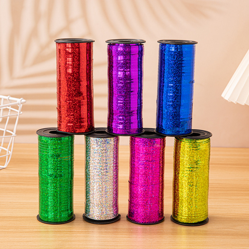 Fábrica directa láser cinta alambre 5mm * 100 tamaño largo eje cinta globo cinta diseño cinta al por mayor