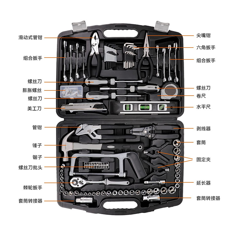 Ventas transfronterizas en caliente 173 conjuntos de herramientas de hardware conjuntos de herramientas de reparación de automóviles de hardware doméstico