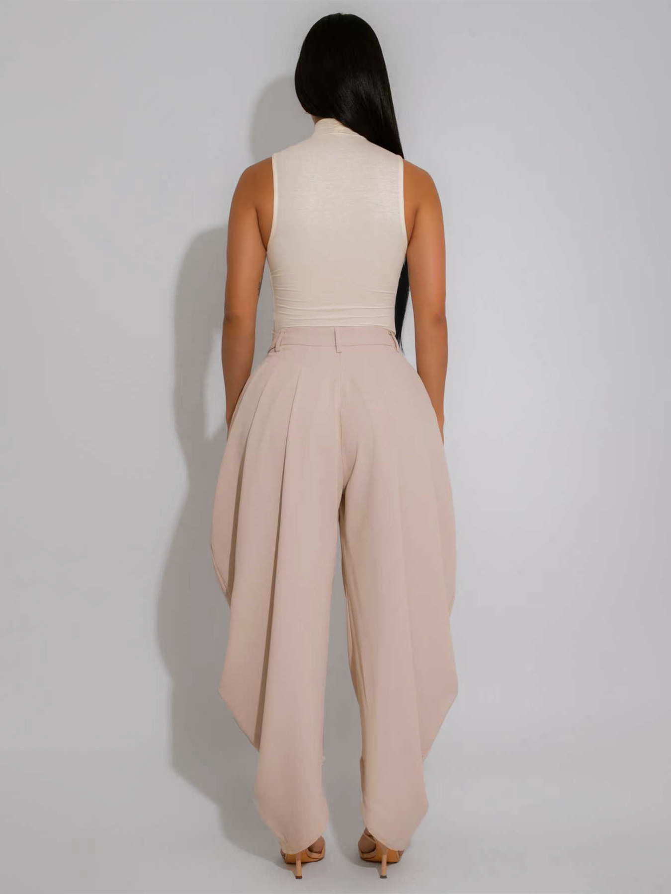 Damen Freizeithose In Unifarben Mit Blumendetail Urbaner Stil_voghion.com