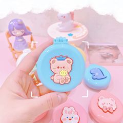 Cute cartoon folding comb with fairy makeup mirror portable air cushion head massage comb plastic air bag small round comb