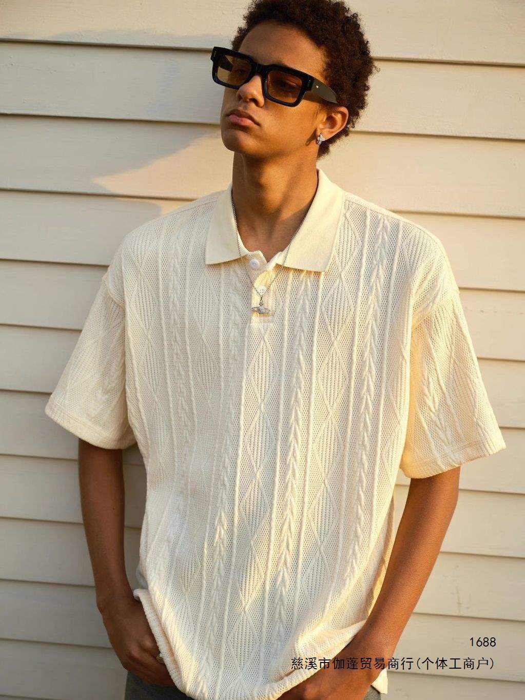 Old Money Style Retro Textured Short-Sleeve Polo Shirt with Collar, Trendy Summer Loose Fit, High Street Breathable Top