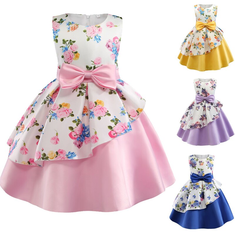 2026 New Style Girls' Dress with Irregular Hem, Printed Children's Dress, Bow Performance Outfit, Halloween Hot Sale 2026 New Style Girls' Dress with Irregular Hem, Printed Children's Dress, Bow Performance Outfit, Halloween Hot Sale