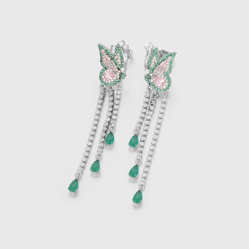 Xuping colección de estilo lujoso mariposa larga aretes de brida aleación de cobre elegante temperamento orejas al por mayor mujeres