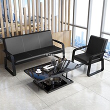深懿 简约现代办公沙发办公室接待室会客洽谈三人位沙发茶几组合