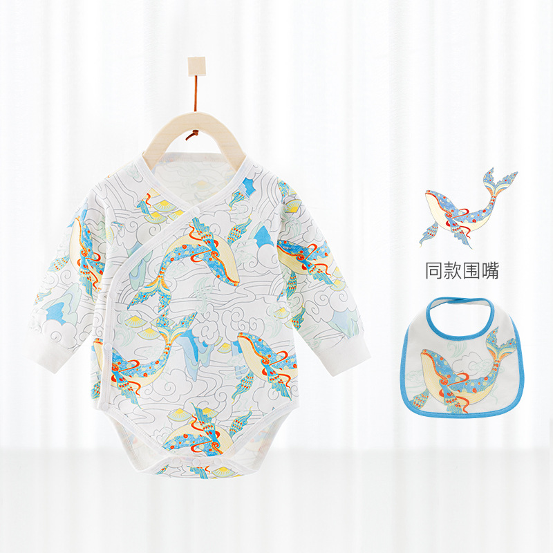 Primavera y otoño bebé vaina ropa clase A puro algodón manga larga todo-fósforo recién nacido bebé mono bebé sin hueso ropa