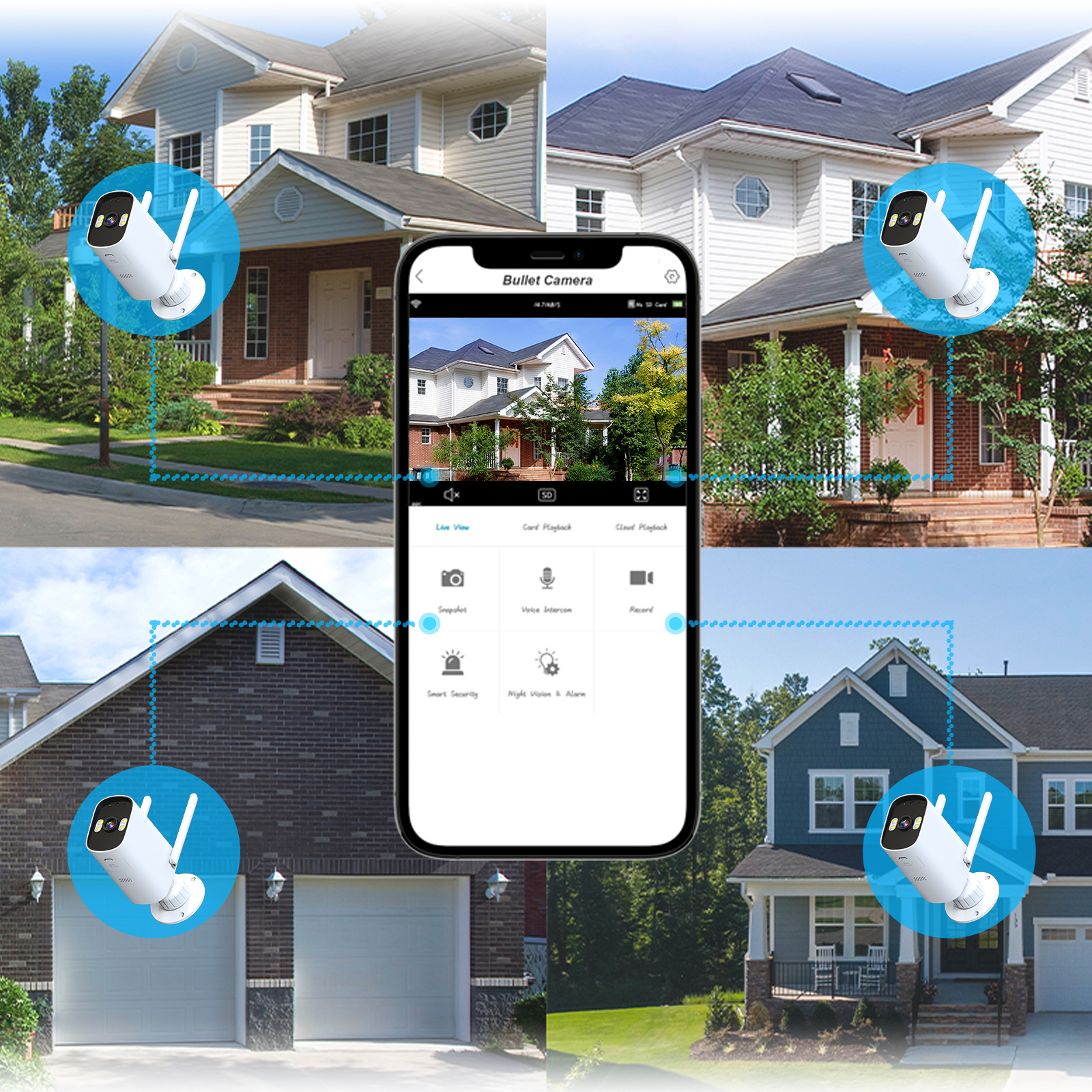 Fábrica de fuente al aire libre inteligente de monitoreo de armas transfronterizas transfronterizas wifi inalámbrico cámara impermeable HD completa