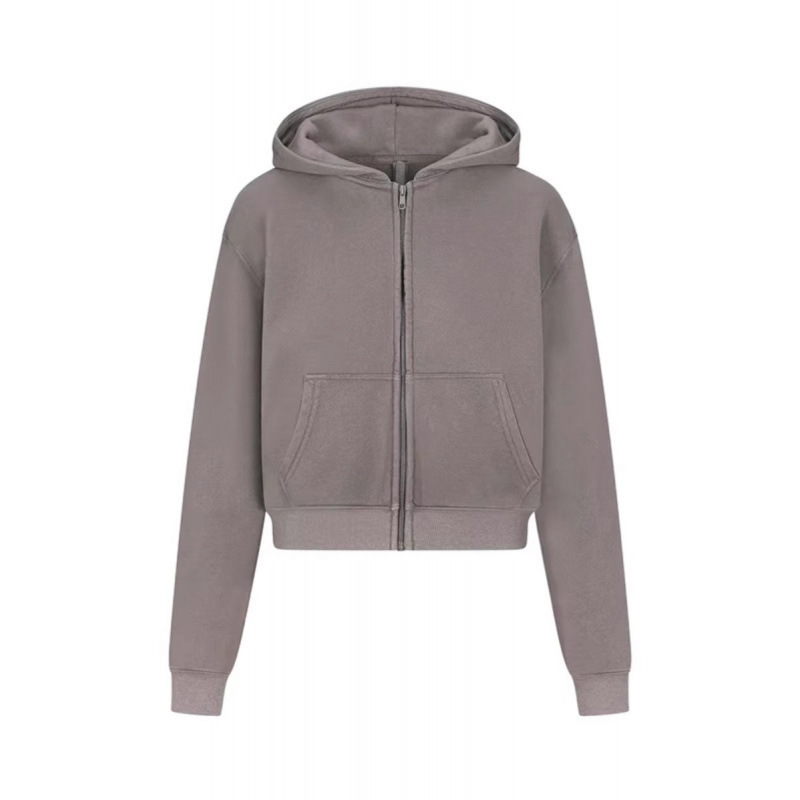 SKIMSカーダシアンと同じフレンチterry zip hoodieの帽子付きショートタイプ|undefined