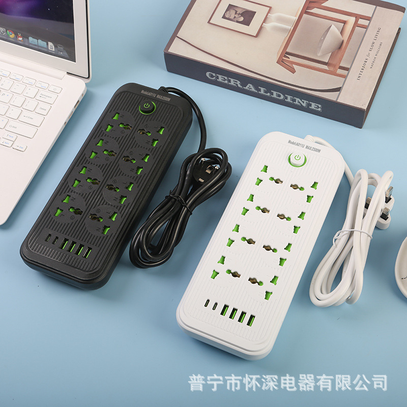 Cross-border 4USB conector con 2PD orificio ocho 24 orificios de cáscara negra con cáscara blanca estándar británico estándar europeo estándar americano oficina en el hogar