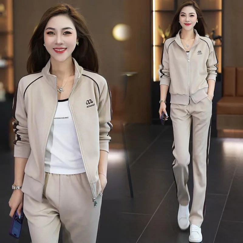 休闲运动服套装女年秋季新款时尚减龄修身卫衣阔腿裤两件套|undefined