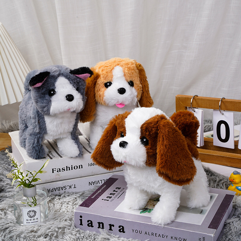 Simulación de la felpa eléctrica perro de los niños de peluche de juguete cachorro puede caminar, llamar, sacudir la cola perro de juguete para mascotas al por mayor