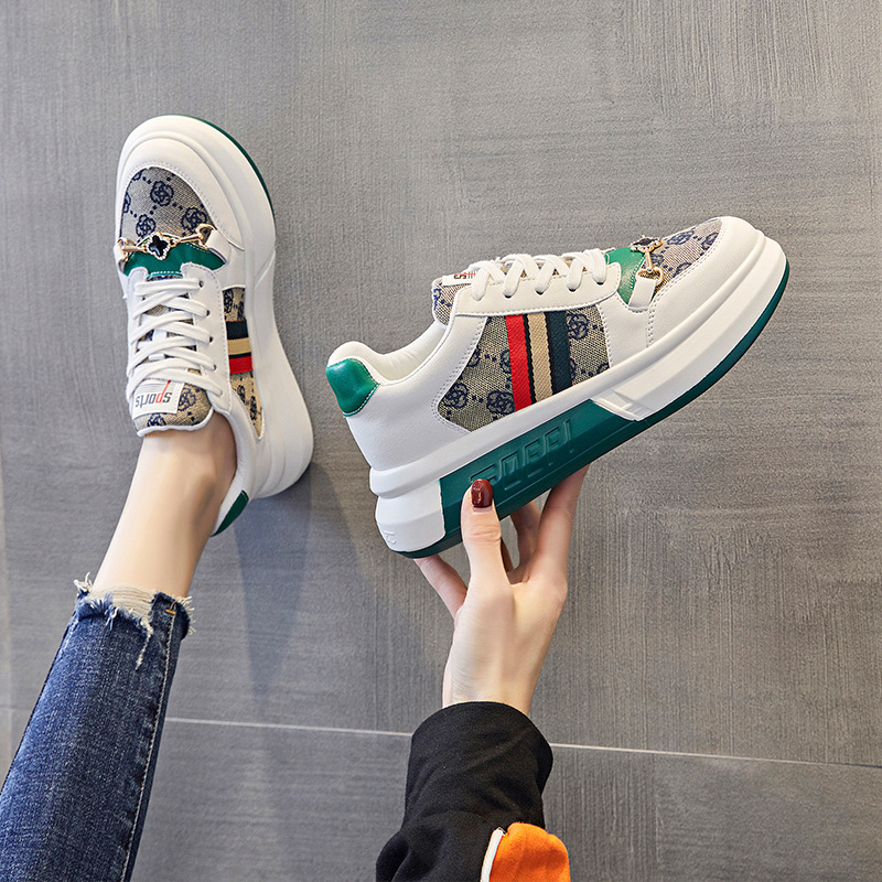 Vita skor dam tjocka sulor 2023 vår och höst nya mångsidiga inre höjd damskor tidig vår singelskor fritidsskor läder_voghion.com