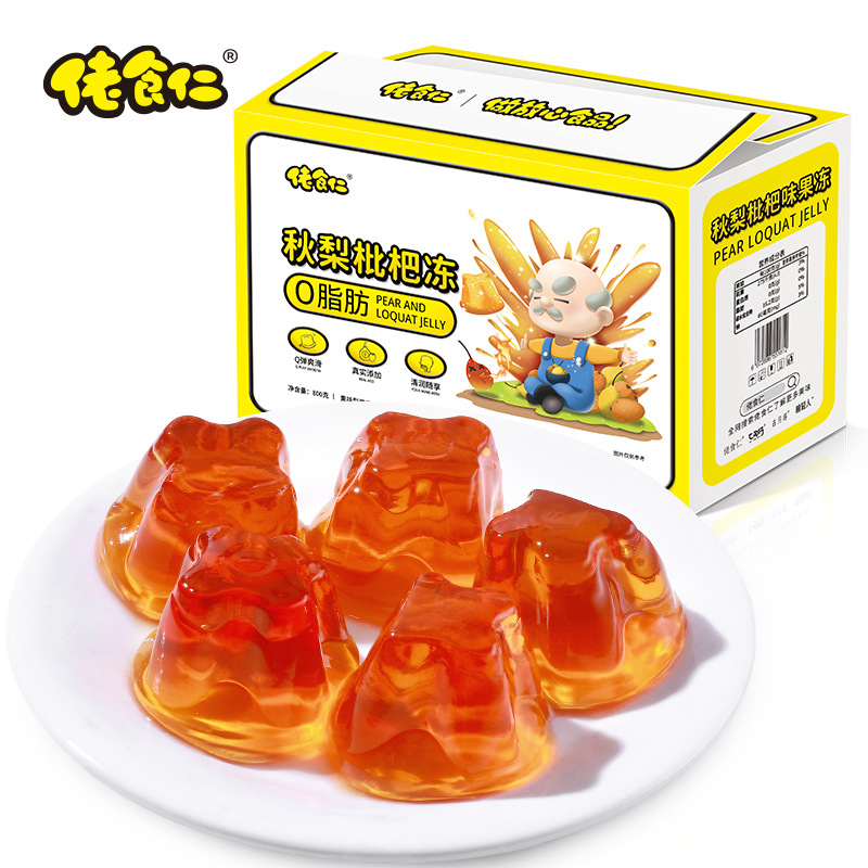 Lao Shi Ren Autumn Pear and Loquat Pudding 800g Jelly Pudding Fruit Jelly Leisure Summer Snack Children Independent Packaging Batch