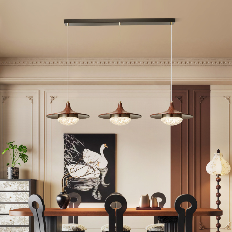 Candelabro de restaurante vintage nogal vintage creative platillo volante lámpara de bar estilo antiguo sentido avanzado minimalista nueva lámpara de mesa de comedor