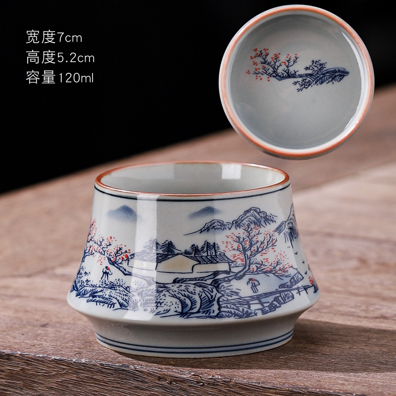 Taza de cerámica retrógrada de color azul taza de hogar taza de bebida taza personal de gran capacidad taza de té cocinada horno taza de té