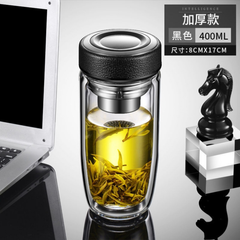 双层中空钢化玻璃杯摔不烂的保温水杯茶水分离男士防摔耐高温|undefined