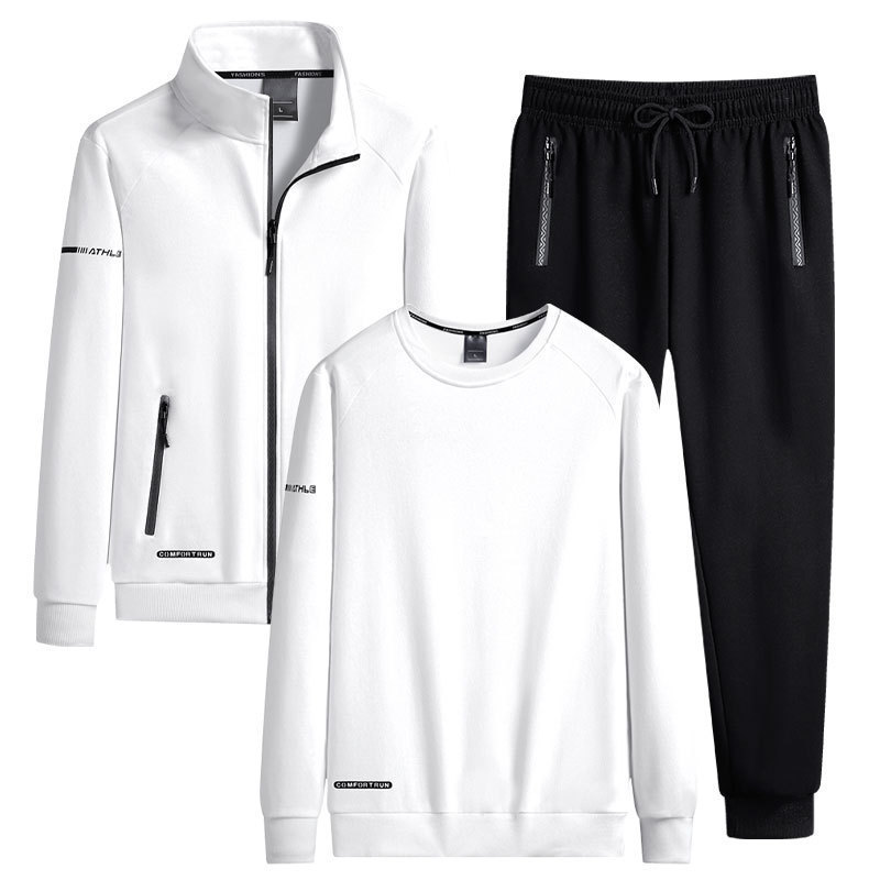 Transfronterizo 2023 invierno nuevo hombre de cuello de algodón más terciopelo grueso juego casual cardigan juvenil de tres piezas